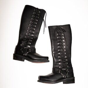 ❌SOLD❌Harley Davidson Black Leather Motorcycle Lace-Up Boots